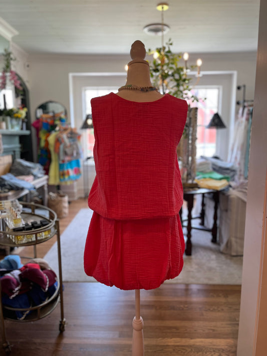 Cotton Gauze, Bubble Top in Rose