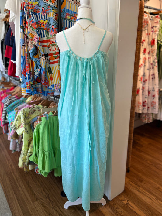 Poplin Flower Candy Dress in Aqua