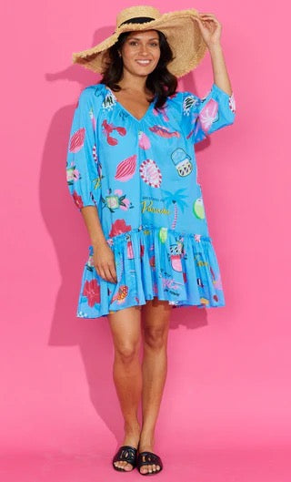 Lydia Dress in Coastal Icon Print