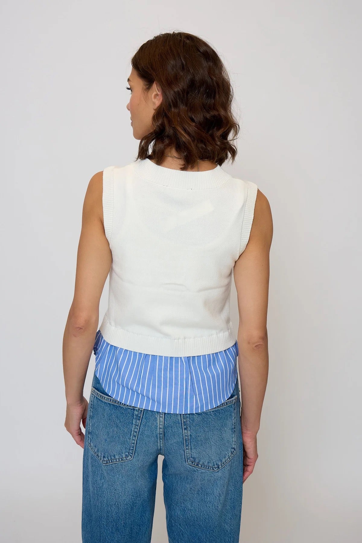 Kira Twofor Button Up Blue Stripe Tank
