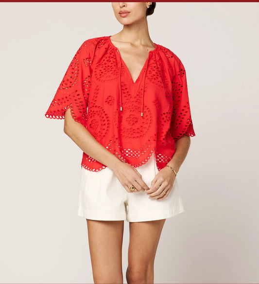 Lulu Blouse in Poppy Red