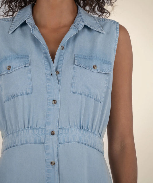 Dorothy Button Down Light Wash Denim Dress