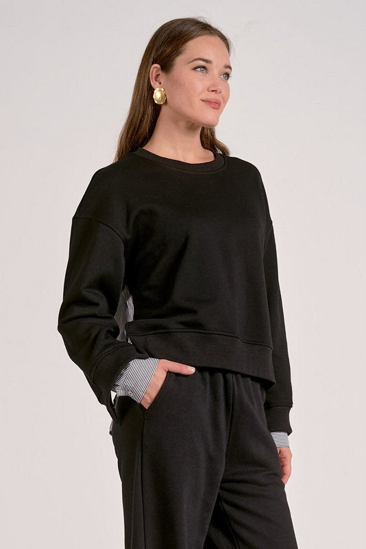 Mixed Longsleeve Black Striped Top