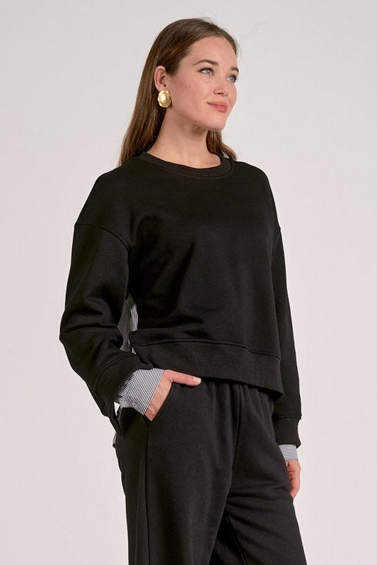 Mixed Longsleeve Black Striped Top