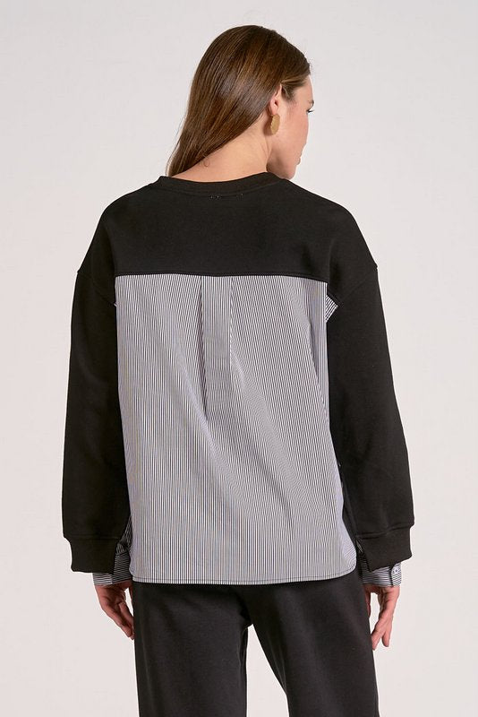 Mixed Longsleeve Black Striped Top