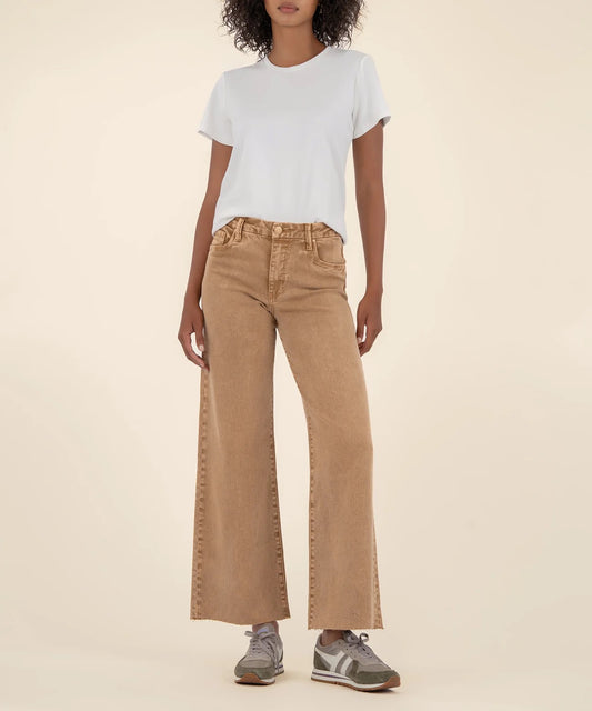 Meg High Rise Fab Ab Wide Leg in Chestnut