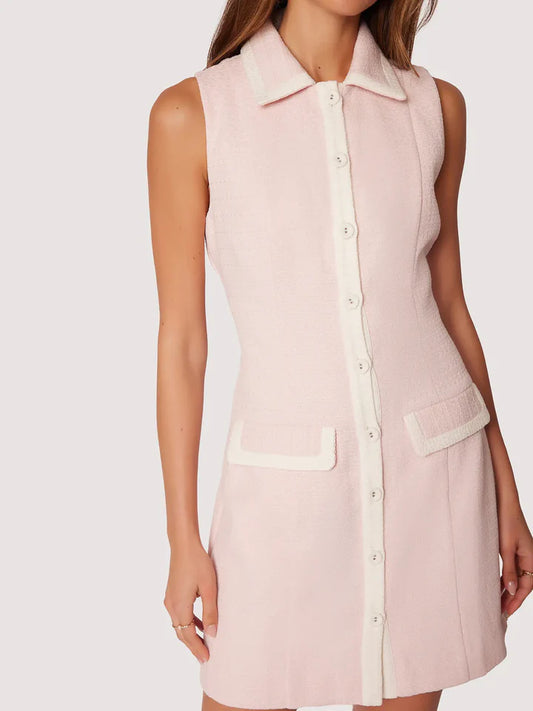 Jackie’s Soirée Button Mini Dress in Pink