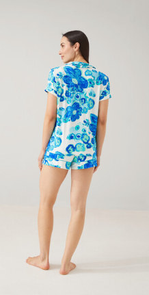 Jenna PJ Short Set in Blue Floral Pond