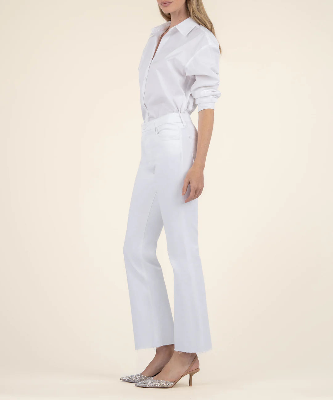 Kelsey High Rise Ankle Flare in Optic White