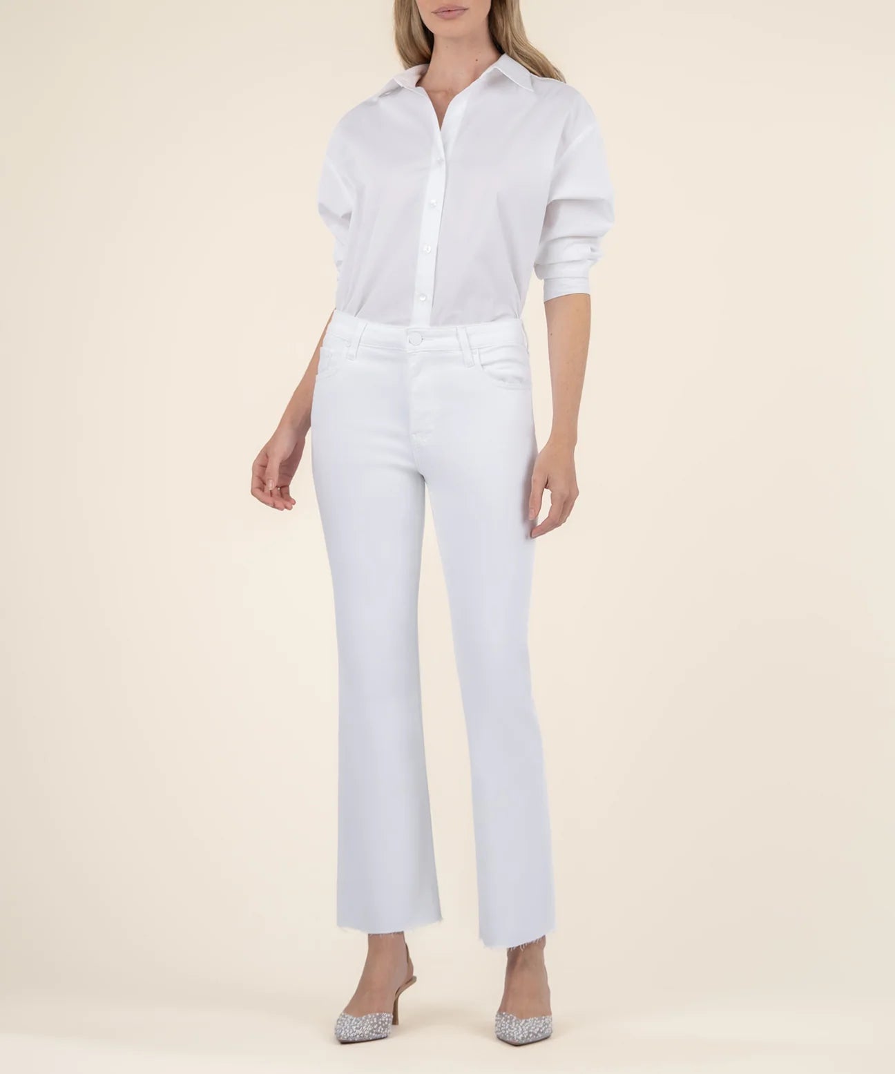 Kelsey High Rise Ankle Flare in Optic White