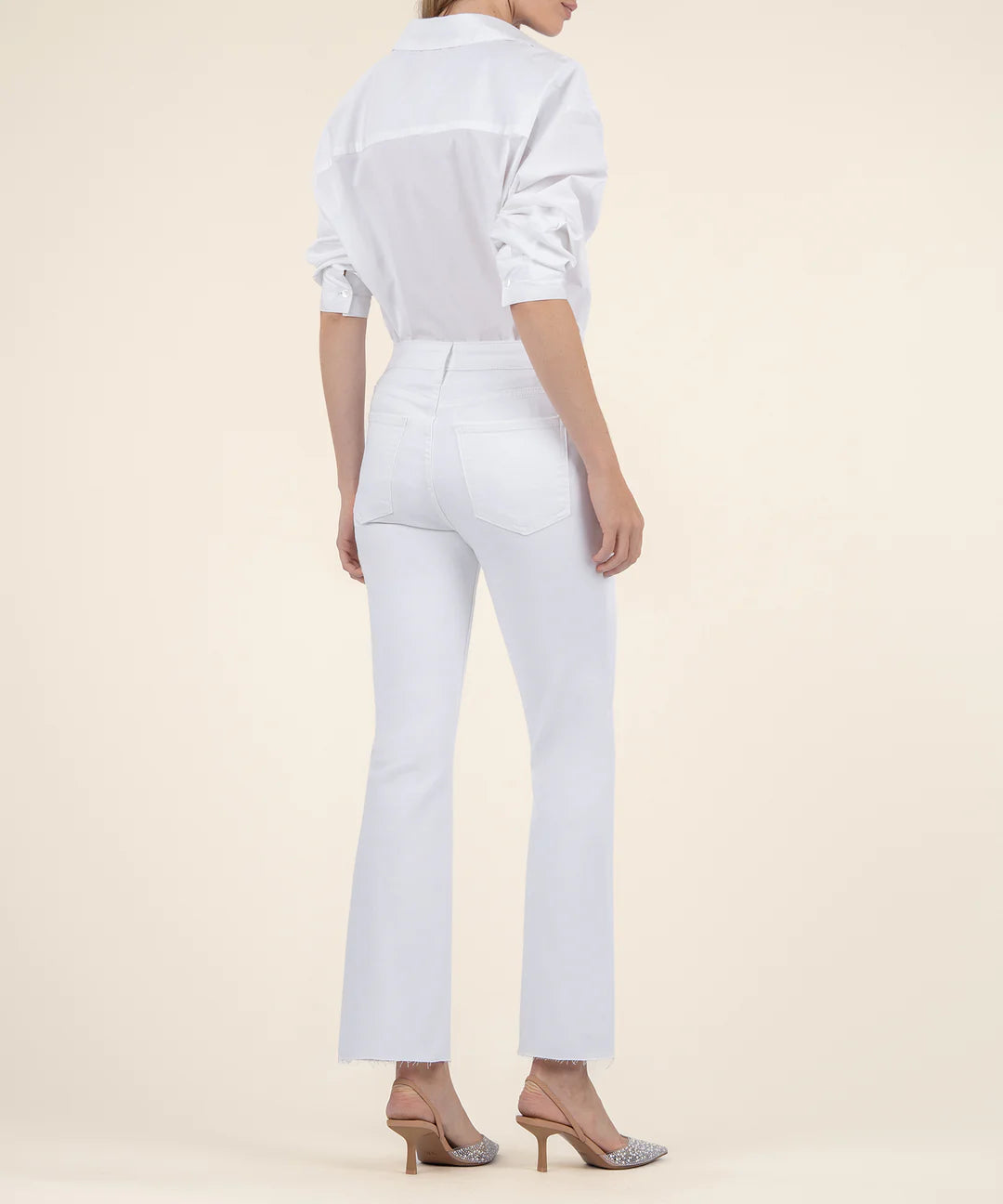 Kelsey High Rise Ankle Flare in Optic White