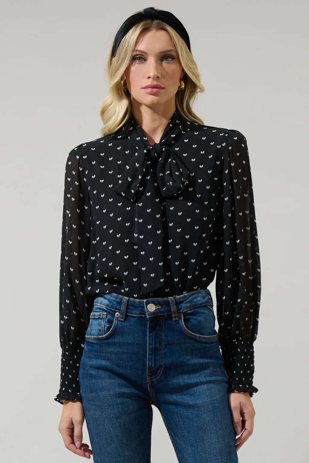 Bow Tie Neck LS Blouse