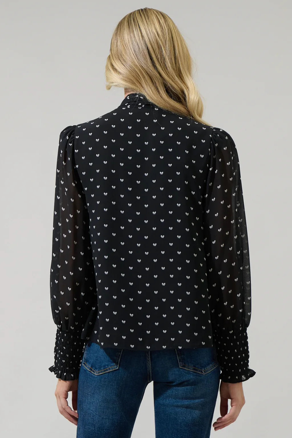 Bow Tie Neck LS Blouse