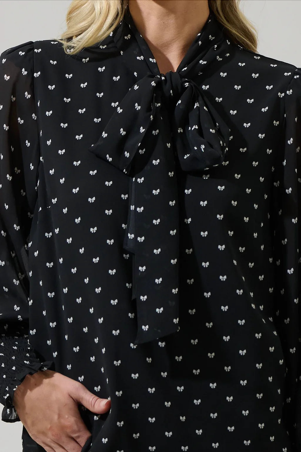 Bow Tie Neck LS Blouse