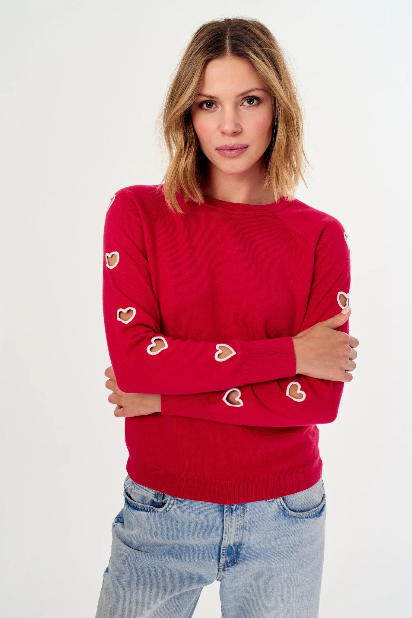 Heart Cut Out Sweatshirt in Red