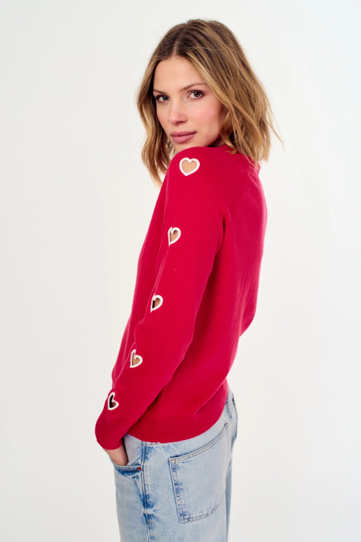 Heart Cut Out Sweatshirt in Red