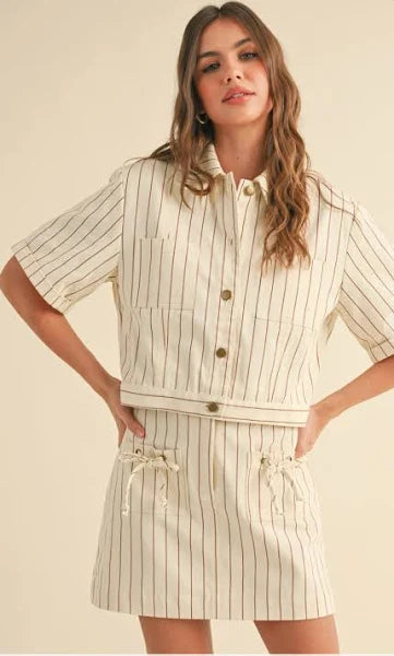 Striped Pattern SS Jacket in Blue