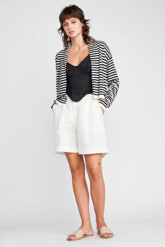 Open Shawl Cardigan in Blk/White Stripes